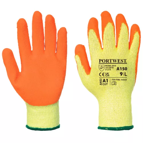 Portwest A150 Classic Grip latex kesztyű Sárga/Narancs - S
