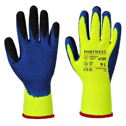 Portwest A185 Duo-Therm kesztyű Sárga/Kék - L