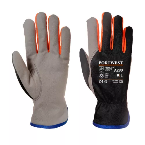 Portwest A280 Wintershield kesztyű Fekete/Narancs - L