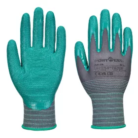   Portwest A313 Grip 15 érdesített nitril kesztyű (12 pár) Szürke/Zöld - L