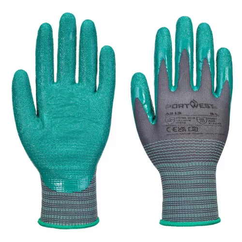 Portwest A313 Grip 15 érdesített nitril kesztyű (12 pár) Szürke/Zöld - XXL