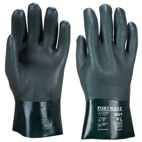   Portwest A827 Duplán mártott PVC védőkesztyű 27 cm Zöld - XL