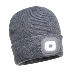   Portwest B029 Beanie USB újratölthető LED-es fejlámpa Szürke