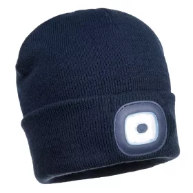   Portwest B029 Beanie USB újratölthető LED-es fejlámpa Navy