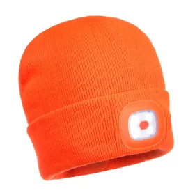   Portwest B029 Beanie USB újratölthető LED-es fejlámpa Narancs