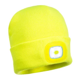   Portwest B029 Beanie USB újratölthető LED-es fejlámpa Sárga
