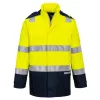 Portwest FR605 Bizflame Rain+ Hi-Vis Light Arc lángálló kabát Sárga/Navy - L