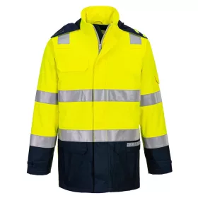   Portwest FR605 Bizflame Rain+ Hi-Vis Light Arc lángálló kabát Sárga/Navy - L