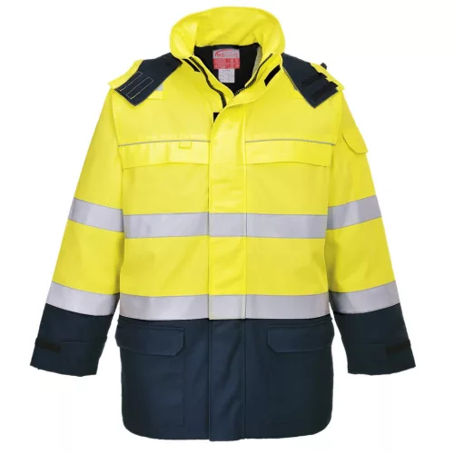 Portwest FR79 Bizflame Rain+ Hi-Vis Arc lángálló kabát Sárga/Navy - L