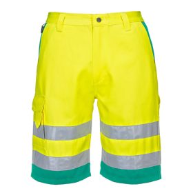   Portwest L043 Hi-Vis könnyű poli-pamut rövidnadrág Sárga/Kékeszöld - 3XL