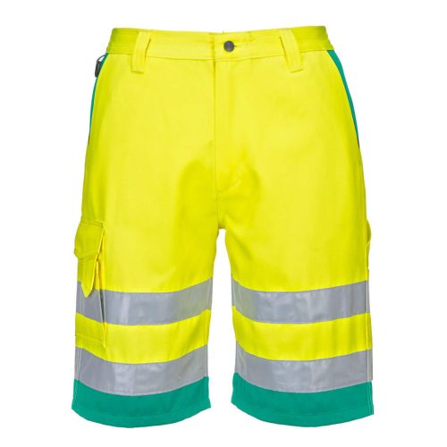 Portwest L043 Hi-Vis könnyű poli-pamut rövidnadrág Sárga/Kékeszöld - 3XL