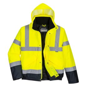   Portwest S266 Hi-Vis kéttónusú bomber kabát Sárga/Navy - L