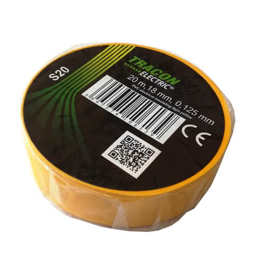 Szigetelőszalag, sárga színű, 20m/18mm