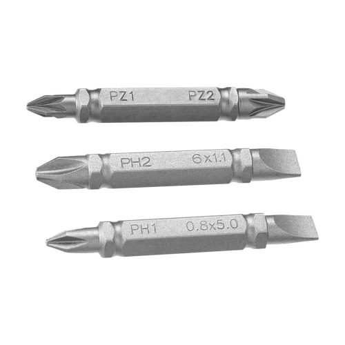 Stanley kétoldalas bitfej készlet, PH1/SL5, PH2/SL6, PZ1/PZ2x48mm, 3db/cs