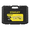 Stanley dugókulcs készlet 5 fokonkénti fogazással, kemény dobozban 1/4”+1/2” 72 részes